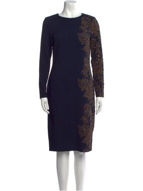 Teri Jon Navy Jacquard Embroidered Dress — Size 18 — NWT — Elegant & Timeless